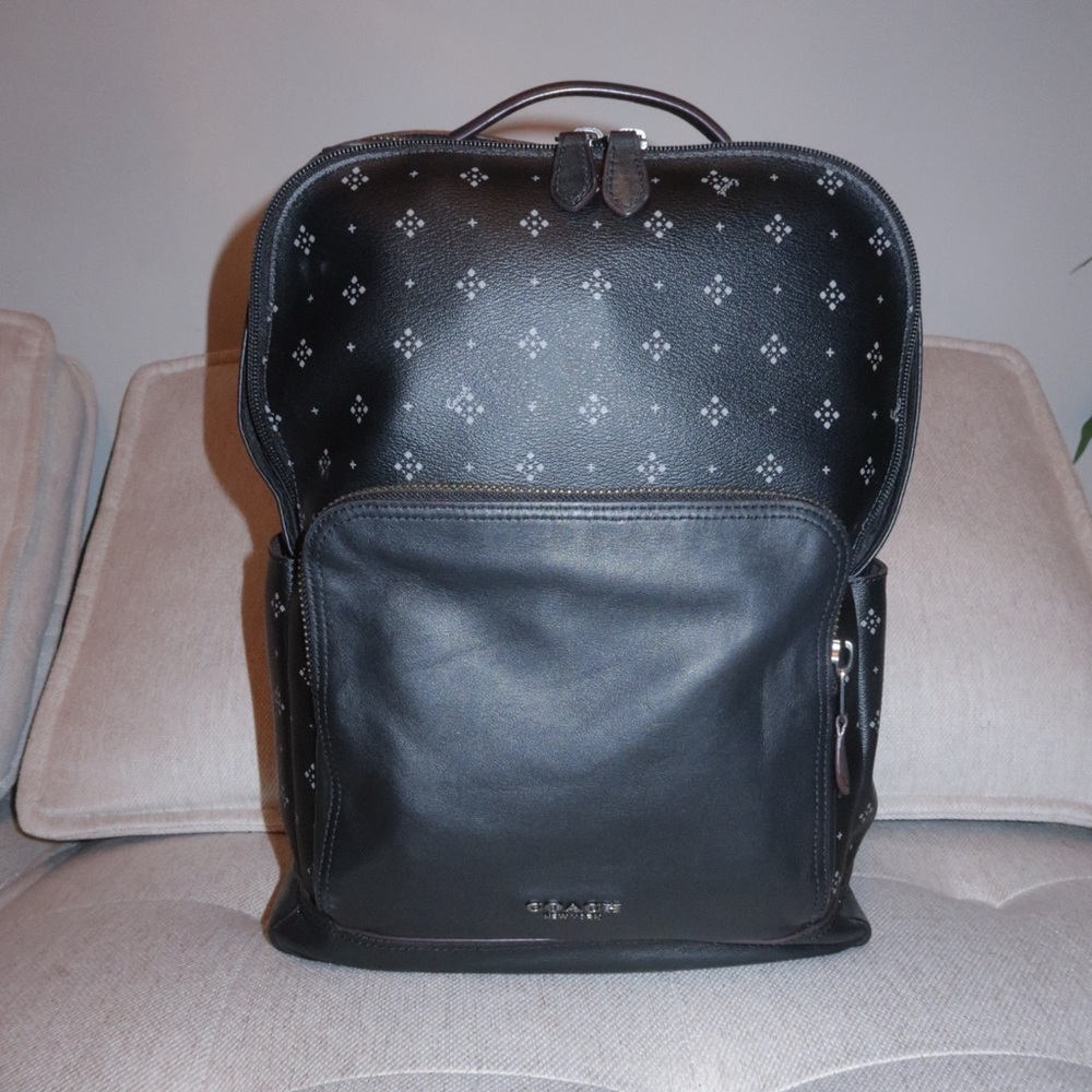 Coach Black Leather Backpack